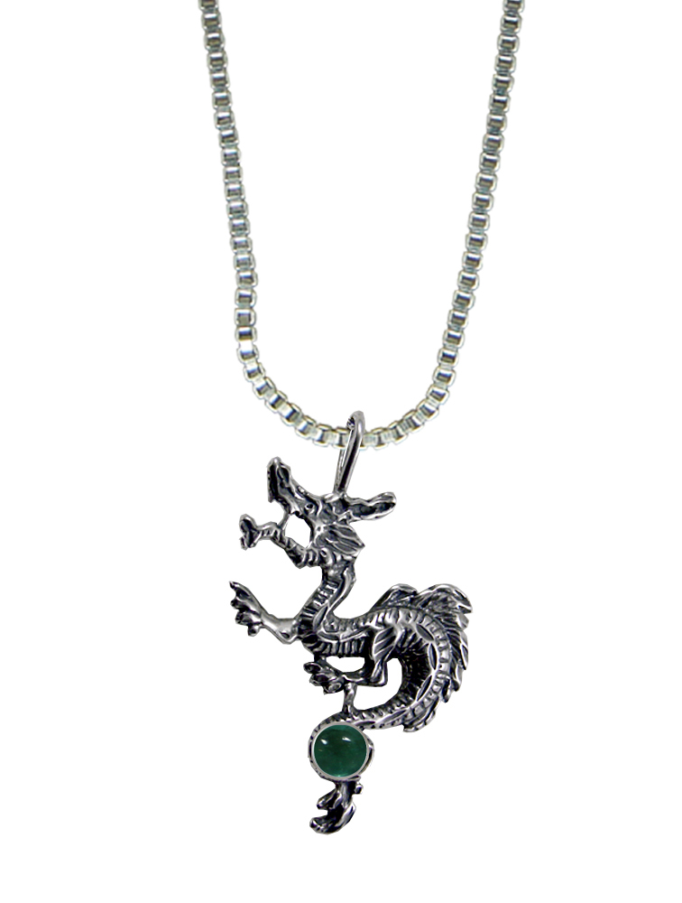 Sterling Silver Eastern Dragon Pendant With Fluorite